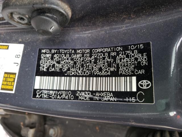 2015 TOYOTA PRIUS - JTDKN3DU0F1996864