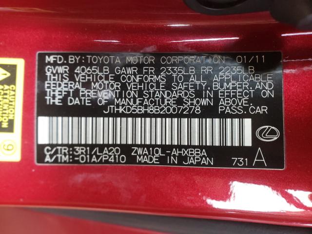 2011 LEXUS CT 200 JTHKD5BH8B2007278