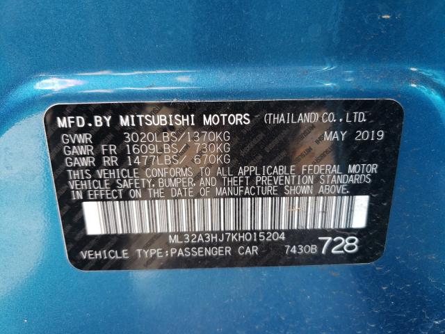 2019 MITSUBISHI MIRAGE ES ML32A3HJ7KH015204
