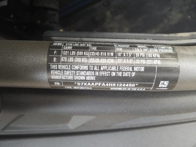 2017 POLARIS SLINGSHOT 57XAAPFA4H8124450