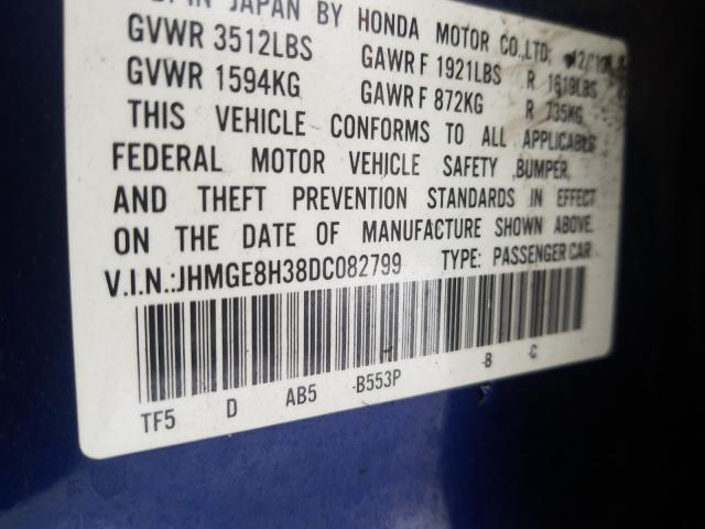 2013 HONDA FIT JHMGE8H38DC082799