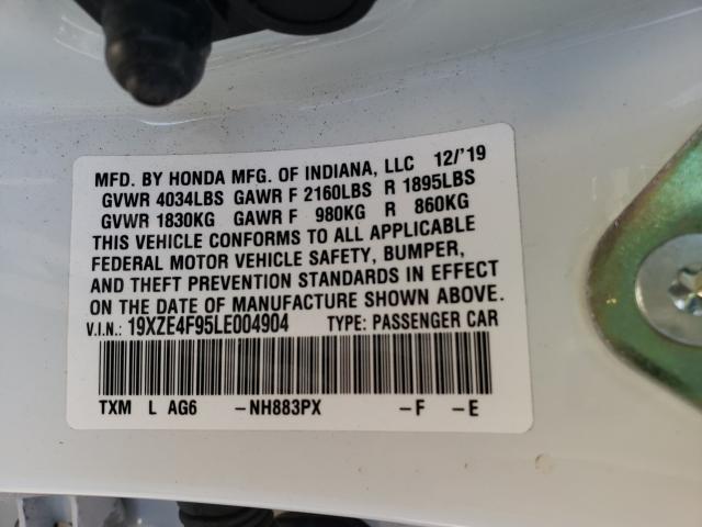 2020 HONDA INSIGHT TO 19XZE4F95LE004904