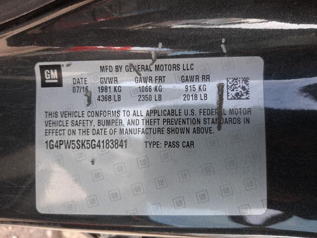 2016 BUICK VERANO SPO 1G4PW5SK5G4183841