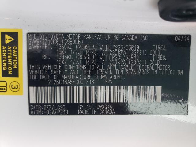 2015 LEXUS RX 450H 2T2BC1BA5FC001716