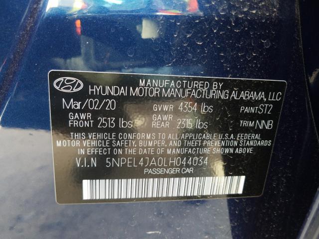 2020 HYUNDAI SONATA SEL 5NPEL4JA0LH044034