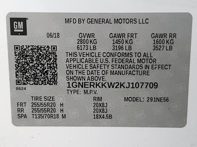 2019 CHEVROLET TRAVERSE 1GNERKKW2KJ107709