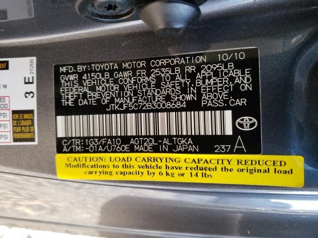 2011 TOYOTA SCION TC JTKJF5C72B3008684