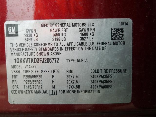 2015 GMC ACADIA DEN 1GKKVTKD3FJ206772