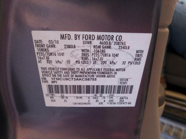 2010 FORD ESCAPE XLS 1FMCU9C73AKC58755
