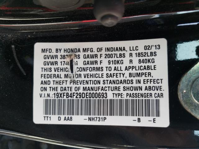 2013 HONDA CIVIC HYBR 19XFB4F29DE000693