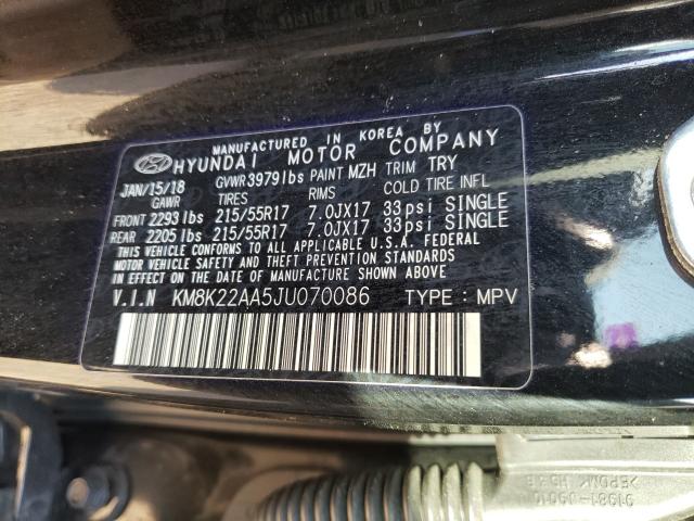 2018 HYUNDAI KONA SEL KM8K22AA5JU070086