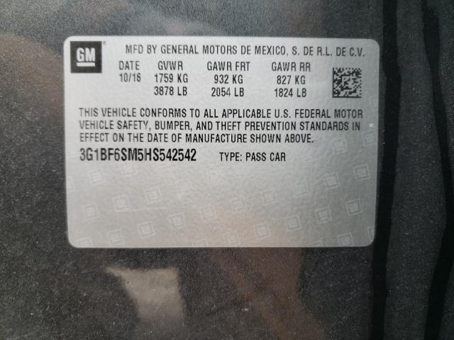 2017 CHEVROLET CRUZE PREM 3G1BF6SM5HS542542