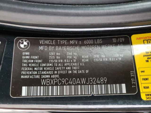 2010 BMW X3 XDRIVE3 WBXPC9C40AWJ32489