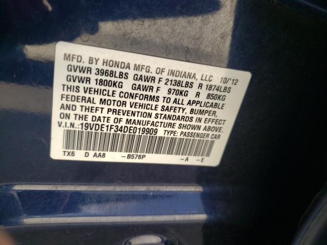 2013 ACURA ILX 20 19VDE1F34DE019909