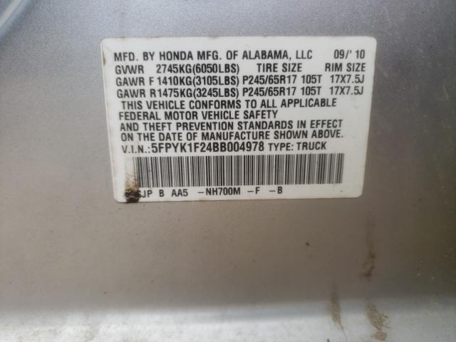 2011 HONDA RIDGELINE 5FPYK1F24BB004978