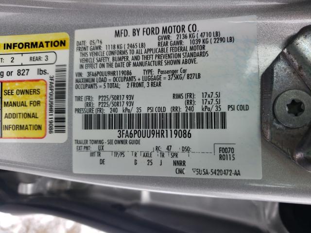 2017 FORD FUSION S H 3FA6P0UU9HR119086