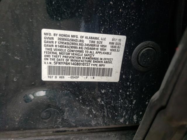 2016 HONDA PILOT LX 5FNYF6H14GB010737