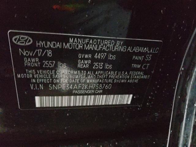 2019 HYUNDAI SONATA LIM 5NPE34AF2KH758760