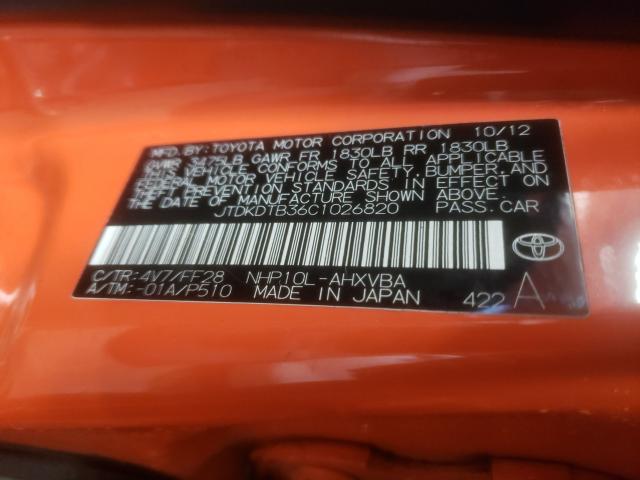 2012 TOYOTA PRIUS C JTDKDTB36C1026820