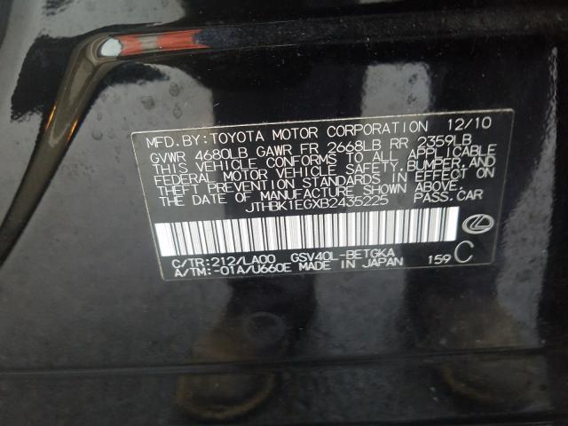 2011 LEXUS ES 350 JTHBK1EGXB2435225