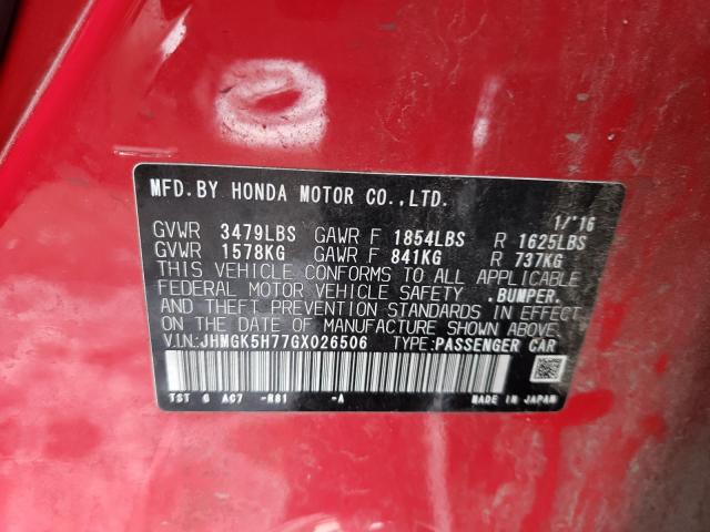 2016 HONDA FIT EX JHMGK5H77GX026506