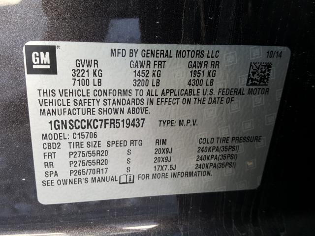 2015 CHEVROLET TAHOE C150 1GNSCCKC7FR519437