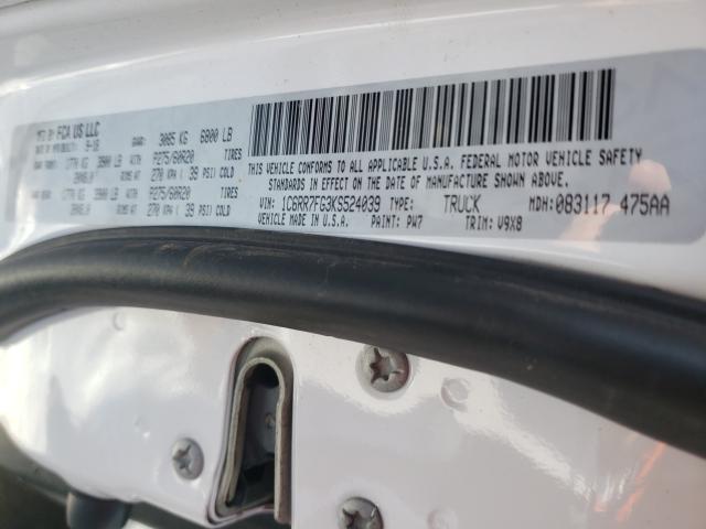 2019 RAM 1500 CLASS 1C6RR7FG3KS524039