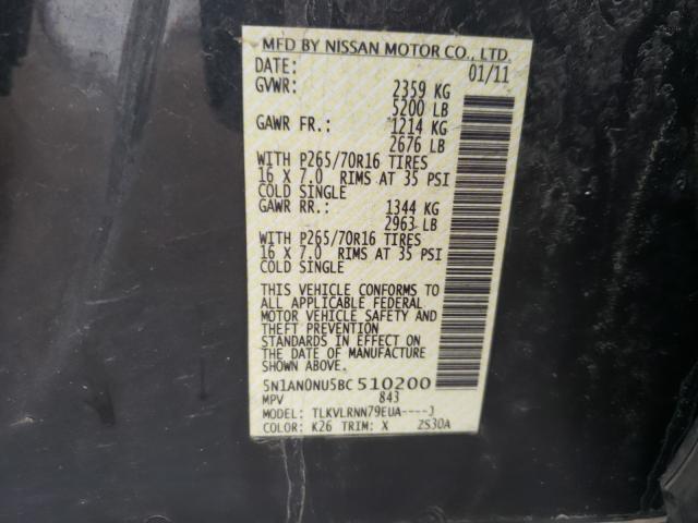 2011 NISSAN XTERRA OFF 5N1AN0NU5BC510200
