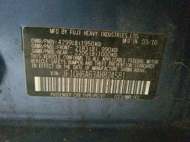 2010 SUBARU IMPREZA 2. JF1GH6A63AH824581