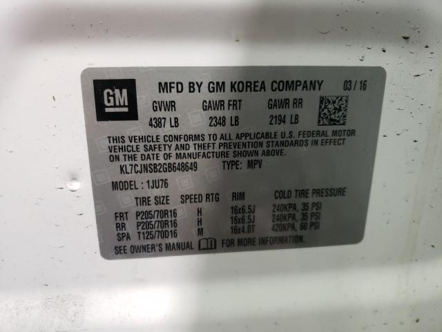 2016 CHEVROLET TRAX LS KL7CJNSB2GB648649