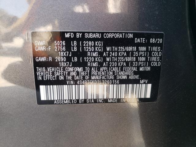 2020 SUBARU OUTBACK ON 4S4BTGKD3L3260156