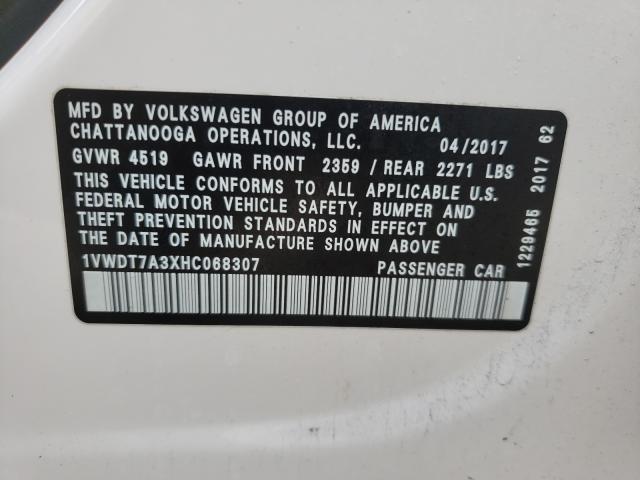 2017 VOLKSWAGEN PASSAT R-L 1VWDT7A3XHC068307