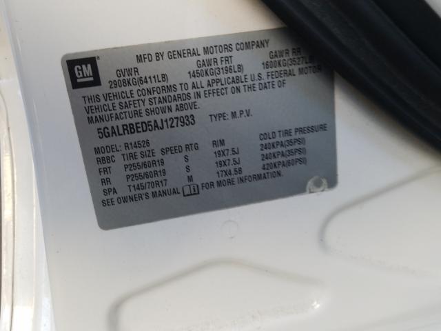 2010 BUICK ENCLAVE CX 5GALRBED5AJ127933