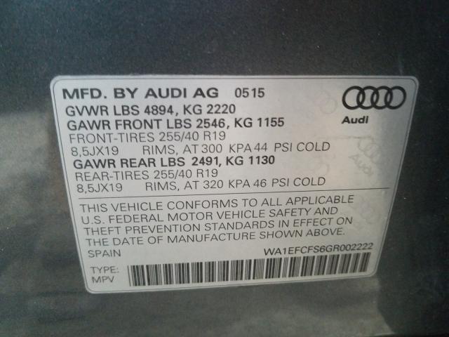 2016 AUDI Q3 PREMIUM WA1EFCFS6GR002222