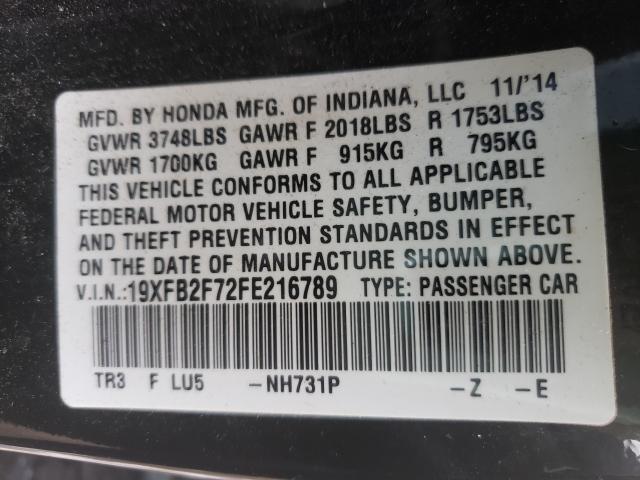 2015 HONDA CIVIC SE 19XFB2F72FE216789