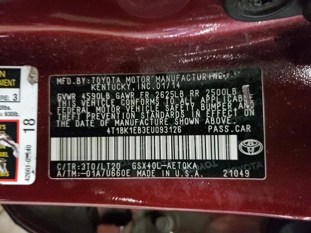 2014 TOYOTA AVALON BAS 4T1BK1EB3EU093126