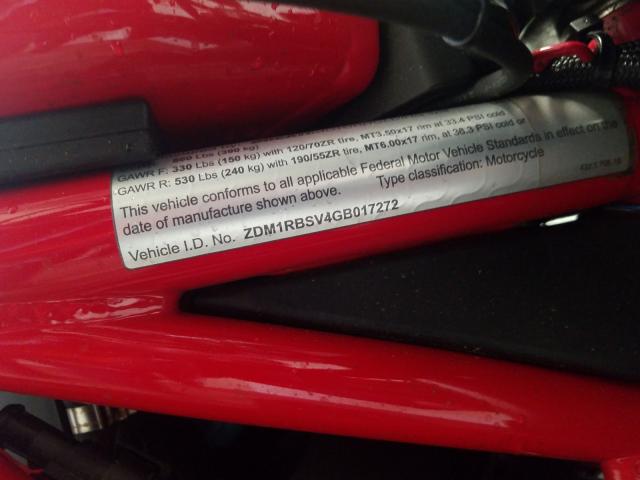 2016 DUCATI MONSTER 12 ZDM1RBSV4GB017272