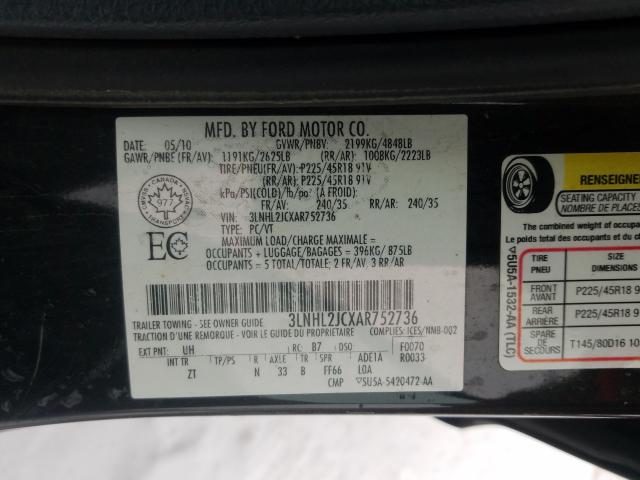 2010 LINCOLN MKZ 3LNHL2JCXAR752736