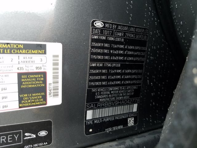2017 LAND ROVER DISCOVERY - SALRRBBV9HA042778