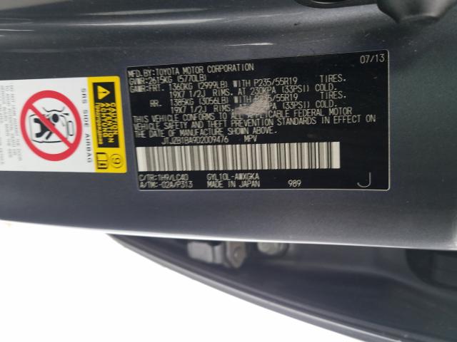 2013 LEXUS RX 450 JTJZB1BA9D2009476