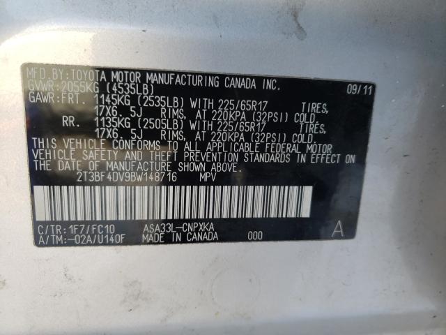 2011 TOYOTA RAV 4 2T3BF4DV9BW148716