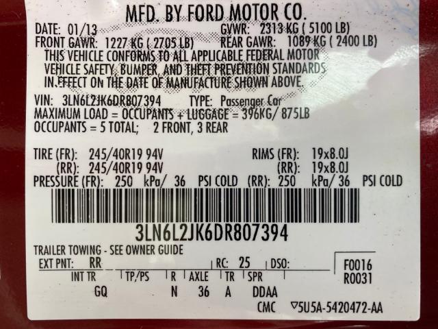 2013 LINCOLN MKZ 3LN6L2JK6DR807394