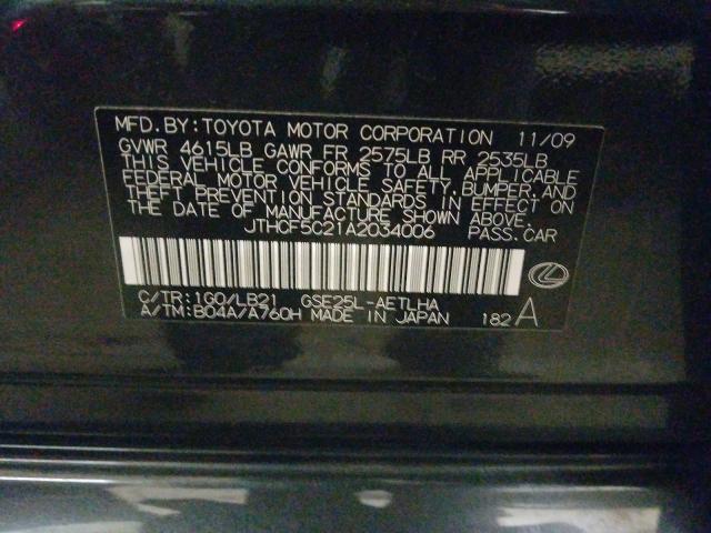2010 LEXUS IS 250 JTHCF5C21A2034006