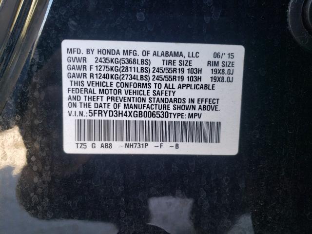 2016 ACURA MDX TECHNO 5FRYD3H4XGB006530