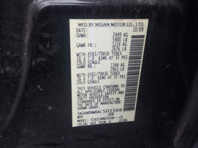 2010 NISSAN XTERRA 5N1AN0NW0AC505566