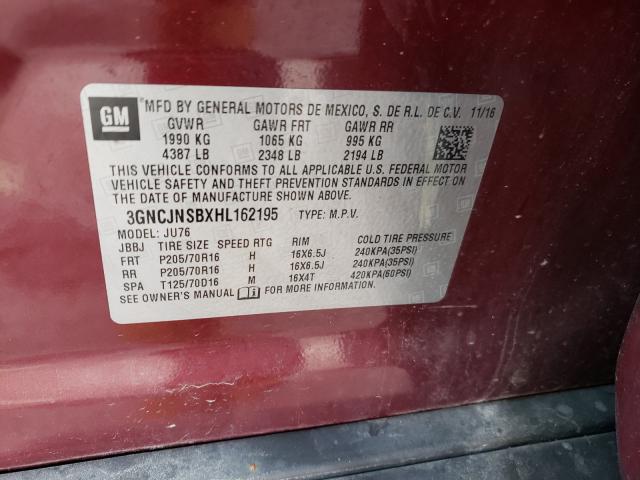2017 CHEVROLET TRAX LS 3GNCJNSBXHL162195