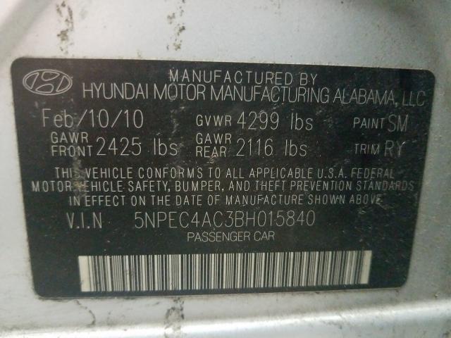 2011 HYUNDAI SONATA 5NPEC4AC3BH015840