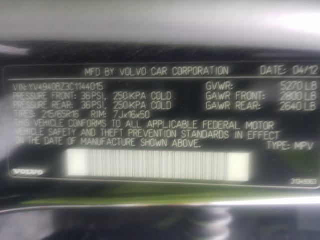 2012 VOLVO XC70 3.2 YV4940BZ3C1144015