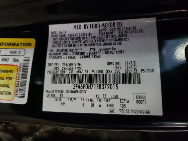 2014 FORD FUSION 3FA6P0H71ER372015