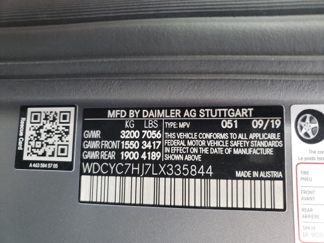 VIN WDCYC7HJ7LX335844 2020 Mercedes-Benz G-Class, 6... no.10